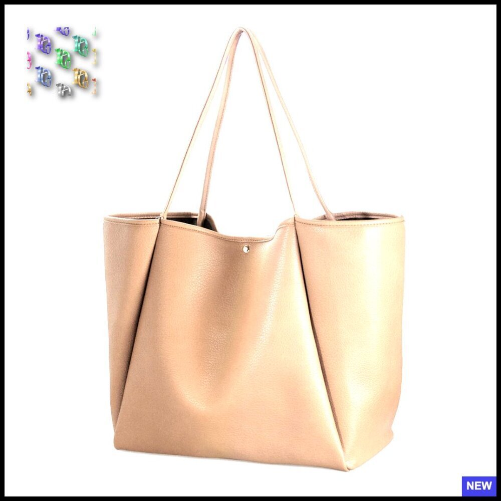 Oversized PU Leather Tote Bag Minimal Chic Travel Weekender Shopper Purse